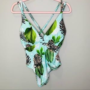Coeur de Vague Palm Leaf One Piece Swimsuit Large